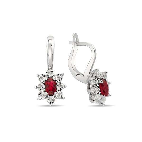 0,06 Karat Pırlantalı Yakut Anturaj Küpe